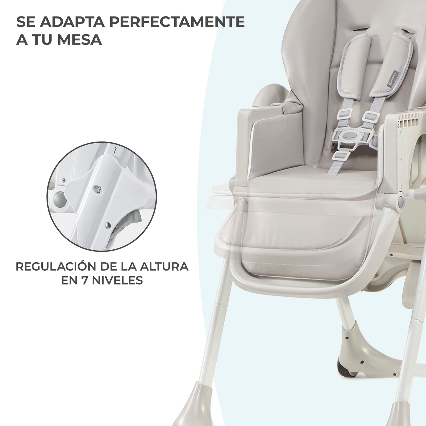 Trona bebé ajustable con bandeja y reposapiés, plegable, desde nacimiento hasta 15 kg, gris