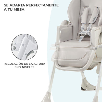 Trona bebé ajustable con bandeja y reposapiés, plegable, desde nacimiento hasta 15 kg, gris
