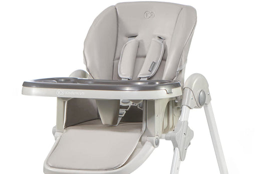Trona bebé ajustable con bandeja y reposapiés, plegable, desde nacimiento hasta 15 kg, gris